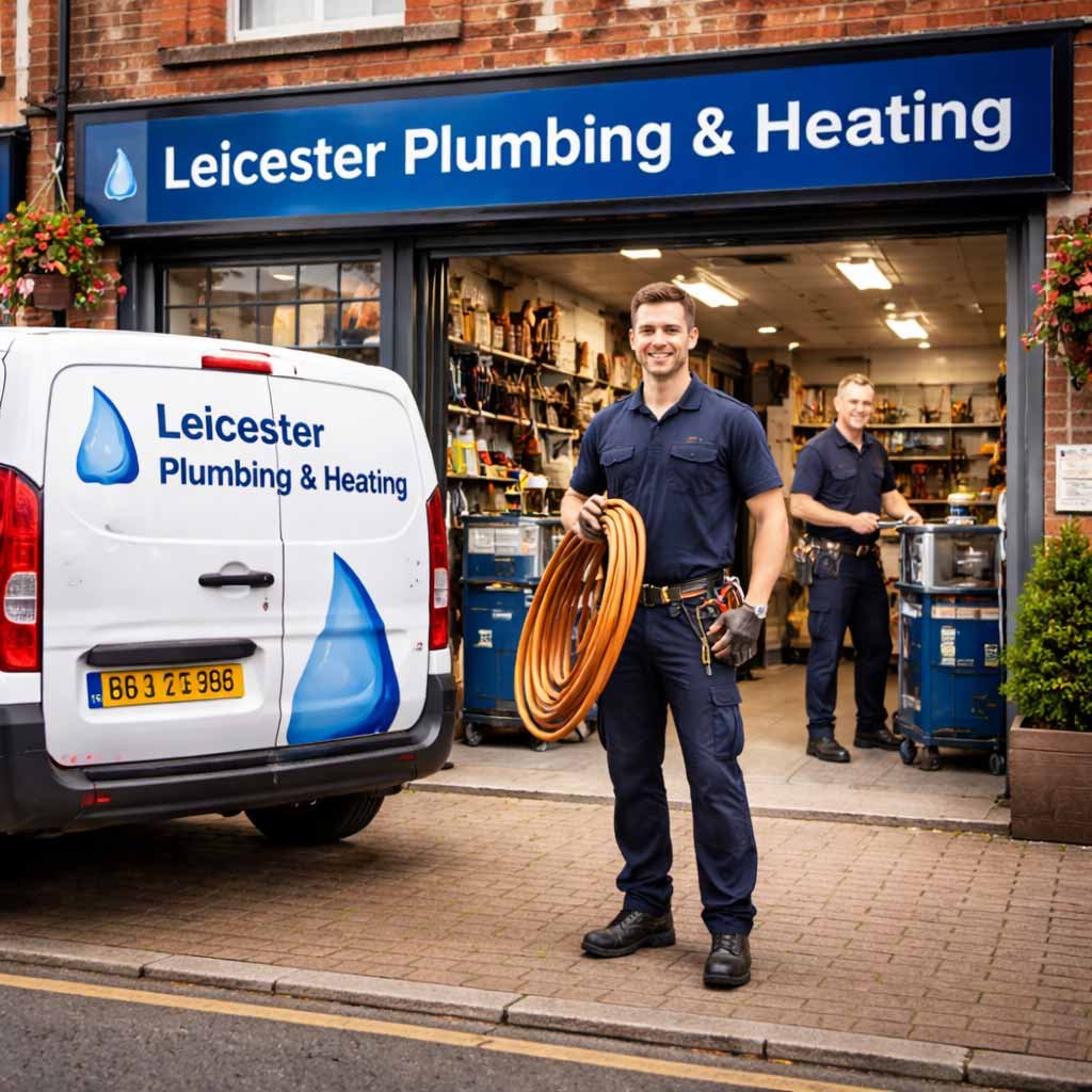 A visual guide to improving Leicester Google Business Profile visibility through optimized categories, local services, and LE-postcode trust signals.