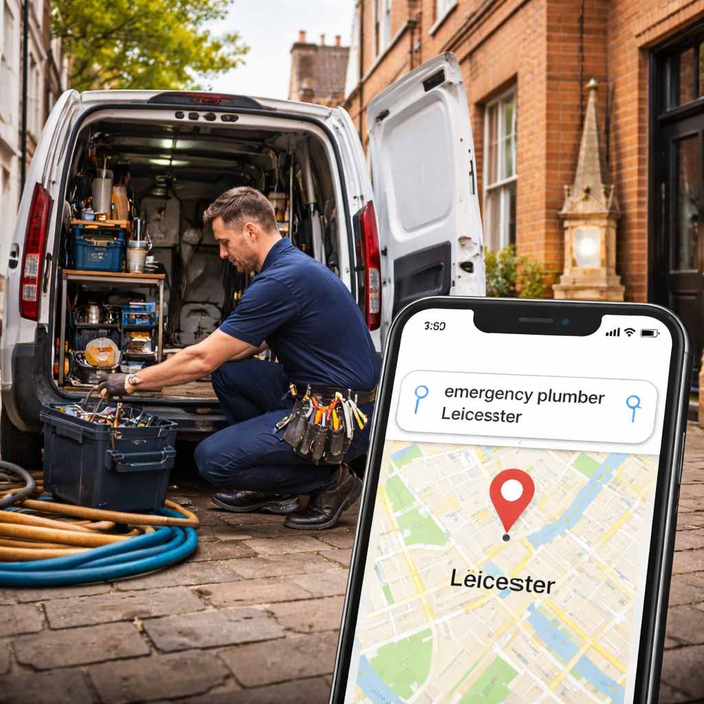 Diagram showing how AI SEO Leicester matches local search intent to specific service pages like Local SEO and PPC.